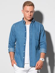  Ombre Koszula męska z długim rękawem K568 - niebieska XL