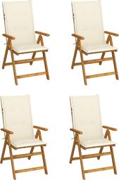  vidaXL Rozkładane krzesła ogrodowe z poduszkami, 4 szt., lita akacja