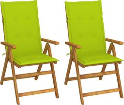  vidaXL Rozkładane krzesła ogrodowe z poduszkami, 2 szt., lita akacja