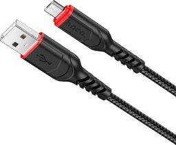 Kabel USB Hoco USB-A - microUSB 1 m Czarno-czerwony (6931474744890)