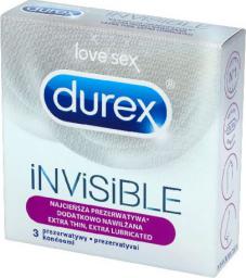  Durex  Prezerwatywy Invisible Extra Lubricated 3szt