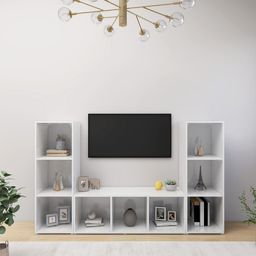 vidaXL Szafki TV, 3 szt., białe, 107x35x37 cm, płyta wiórowa