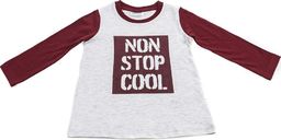 Pepco PEPCO Chłopięcy, szaro-burguntowy t-shirt z nadrukiem 12/18