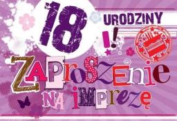  KUKARTKA Zaproszenie ZZ-031 Urodziny 18 fiolet (5 szt.)