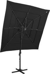  vidaXL 4-poziomowy parasol na aluminiowym słupku, czarny, 250x250 cm