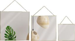 Vilde Kwadratowe lustro na łańcuszku w złotej metalowej ramie 3 sztuki