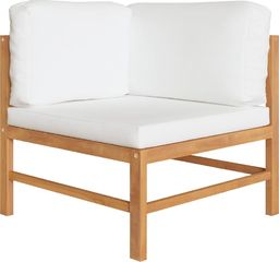  vidaXL Siedzisko narożne z kremowymi poduszkami, lite drewno tekowe