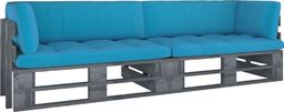  vidaXL Sofa 2-osobowa z palet, z poduszkami, szara, drewno sosnowe