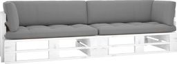  vidaXL Sofa 2-osobowa z palet, z poduszkami, biała, drewno sosnowe