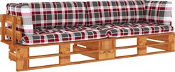  vidaXL Sofa 2-os. z palet, z poduszkami, miodowy brąz, drewno sosnowe