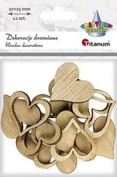  Titanum Drewniane serca pełne i obrysy 27x25mm 12szt