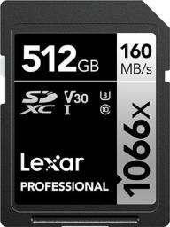 Karta Lexar Professional 1066x SDXC 512 GB Class 10 UHS-I/U3 V30 (LSD1066512G­BNNNG)