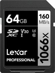 Karta Lexar Professional 1066x SDXC 64 GB Class 10 UHS-I/U3 V30 (LSD1066064G­BNNNG)