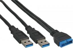 Kabel USB InLine 2x USB-A - 19-pin 0.4 m Czarny (33447I)