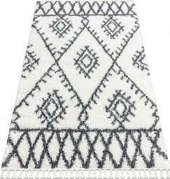  Dywany Łuszczów Dywan UNION 3481 Zygzak krem / szary Frędzle berberyjski marokański shaggy, 180x270 cm