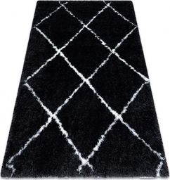  Dywany Łuszczów Dywan FLUFFY 2373 shaggy kratka, trellis - antracyt / biały, 120x170 cm