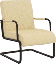  vidaXL Krzesło wspornikowe, kremowe, obite sztuczną skórą