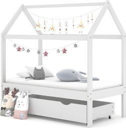  vidaXL Rama łóżka dziecięcego z szufladą, biała, sosnowa, 146 x 77 x 140 cm
