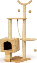  ModernHome Drapak dla kota domek legowisko piętrowe wieża 120cm + zabawki