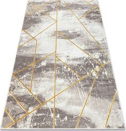  Dywany Łuszczów Dywan CORE 1818 Geometryczny - Strukturalny, dwa poziomy runa, kość słoniowa / złoty, 80x150 cm