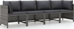  vidaXL 4-osobowa sofa ogrodowa z poduszkami, polirattan, szara