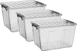  Plast Team Zestaw 3 pojemników z pokrywą 15l transparentny Home Box