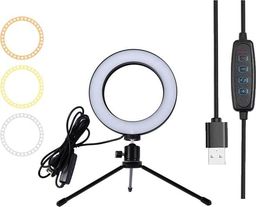 Lampa pierścieniowa Aptel  LED USB + Tripod barwa światła biała ZD67B