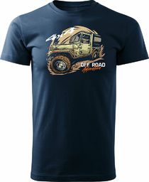 Topslang Koszulka rajdowa z jeepem jeep offroad off road off-road 4x4 męska granatowa REGULAR S