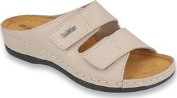  Inblu Inblu - Obuwie buty damskie klapki skórzane beżowe 39