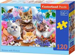  Castorland Puzzle 120 Kittens with Flowers CASTOR