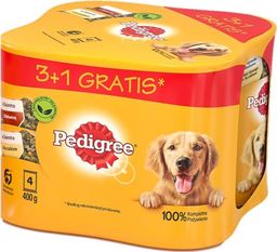  Pedigree PEDIGREE Adult 3+1 PUSZKA 4X400G - mokra karma dla psów w galaretce (2x Z KURCZAKIEM, 2x Z WOŁOWINĄ)