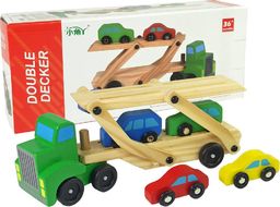 Lean Sport Drewniana Zielona Laweta Ciężarówka z Samochodzikami Klocki