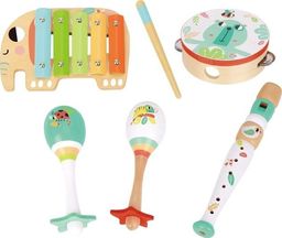 Tooky Toy TOOKY TOY Zestaw Instrumenty Muzyczne dla Dzieci Cymbałki Bębenek Flet Marakasy w Skrzyni 6 el.
