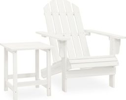  vidaXL Krzesło ogrodowe Adirondack ze stolikiem, jodłowe, białe