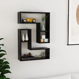 vidaXL Półki ścienne, 2 szt., czarne, 50x15x50 cm, płyta wiórowa