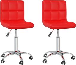  vidaXL Obrotowe krzesła stołowe, 2 szt., czerwone, sztuczna skóra
