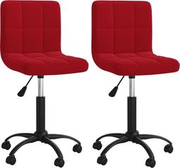  vidaXL Obrotowe krzesła stołowe, 2 szt., winna czerwień, aksamitne