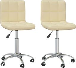  vidaXL Obrotowe krzesła stołowe, 2 szt., kremowe, sztuczna skóra