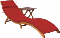  vidaXL Ogrodowy leżak ze stolikiem i poduszką, lite drewno akacjowe