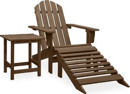  vidaXL Krzesło ogrodowe Adirondack z podnóżkiem i stolikiem, jodłowe