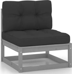 vidaXL Ogrodowa sofa środkowa z antracytowymi poduszkami, szare drewno