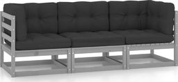  vidaXL 3-osobowa sofa ogrodowa z poduszkami, lite drewno sosnowe