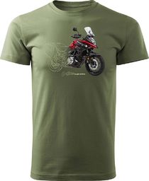  Topslang Koszulka z motocyklem na motor Suzuki V-strom Vstrom DL 650 XT męska khaki REGULAR S