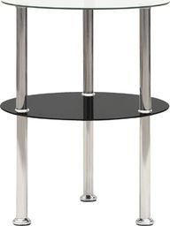  vidaXL 2-poziomowy stolik, 38 cm, przezroczyste/czarne szkło hartowane