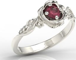 WĘC - Twój Jubiler Pierścionek z białego złota w kształcie róży z rubinem i brylantami LP-7730B 18 / UE- 58