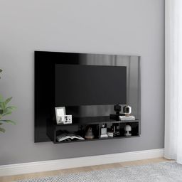 vidaXL Wisząca szafka pod TV, czarna, wysoki połysk, 120x23,5x90 cm