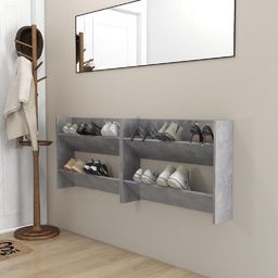 vidaXL Półki ścienne na buty, 2 szt., szare, 80x18x60 cm, płyta