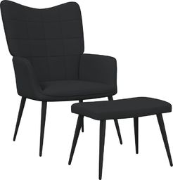  vidaXL Fotel z podnóżkiem, 62 x 68,5 x 96 cm, czarny, obity tkaniną