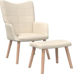  vidaXL Fotel z podnóżkiem, 62 x 68,5 x 96 cm, kremowy, obity tkaniną