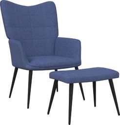  vidaXL Fotel z podnóżkiem, 62 x 68,5 x 96 cm, niebieski, obity tkaniną